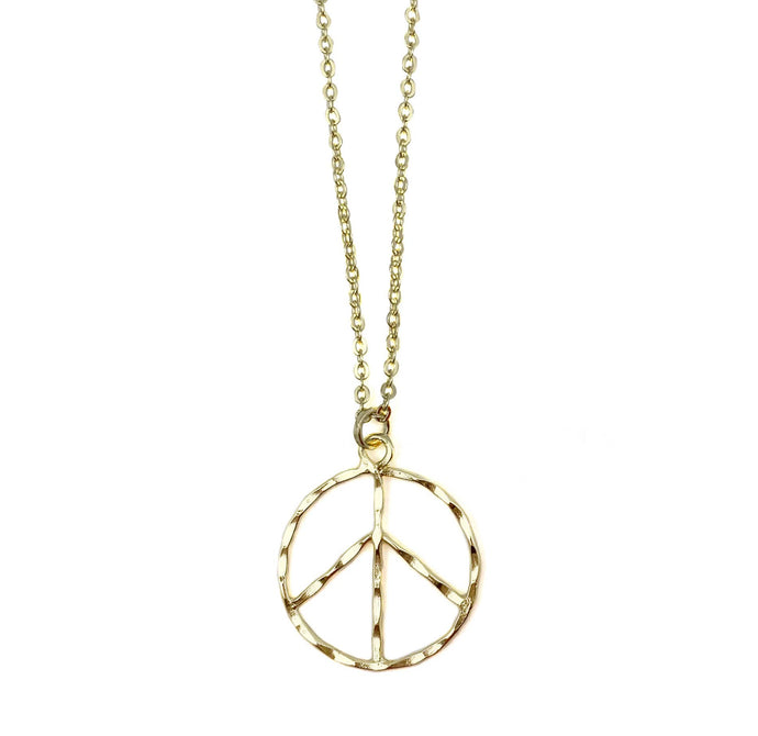 Gold Plated Necklace - Smaller Size Peace Sign