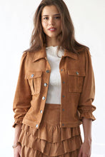 Suede Cropped Sage + Fig Utility Jacket: Camel