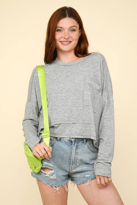 Oversized Casual Knit Top: Heather Grey