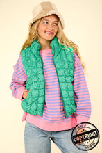 Bubble Quilted Puffer Vest: Jade