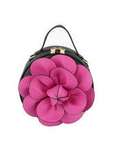 Raised Flower Petite Handbag: Red