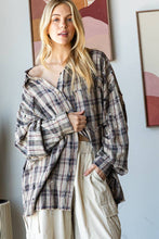 OLI & HALI Grey Washed Plaid Button Front Shirt