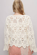 Cream Long sleeve V-neck knit crochet POL cardigan