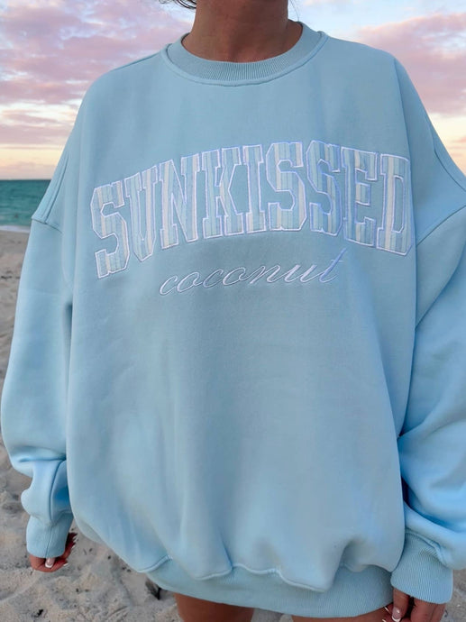 Sunkissed In Vogue Striped Sweatshirt: Icy Blue