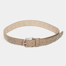 Rhinestone Metallic Studded Belt: White