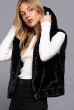 Hoodie Faux Fur Vest: Black