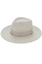 C.C Link Chain and Pleated Wide Band Felt Hat Panama Hat: Black