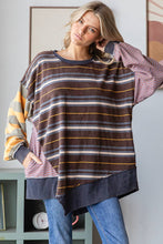 Washed Oversized Strip Oli&Hali Top: Mocha