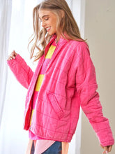 Bubble Pink Washed Soft Compy Quilting Zip Closure Jacket