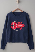 Lobster Alert Knit Sweater: Navy