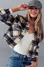 Charcoal Bella Snap Button Plaid Crop Urban Daizy Jacket