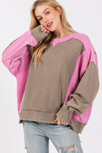 Ash Pink Color Block Sage + Fig Pullover