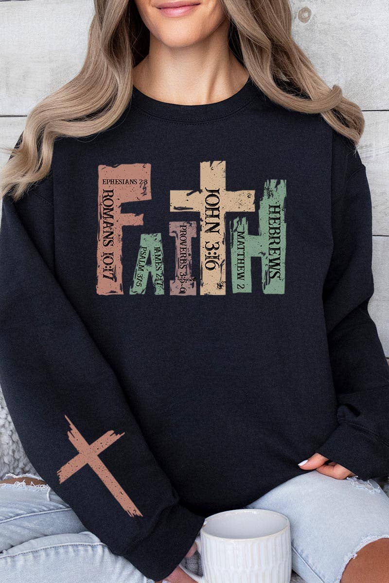 Faith Christian Graphic Fleece Sweatshirts: Black