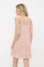 Spaghetti Strap Floral A-Line Ruffled Hem Mini Dress: Peach