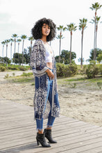 Navy Contrast Mesh Cotton Lace Longline Kimono