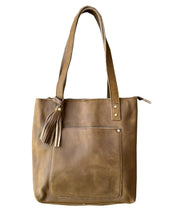 Vintage cowhide leather tote shoulder bag