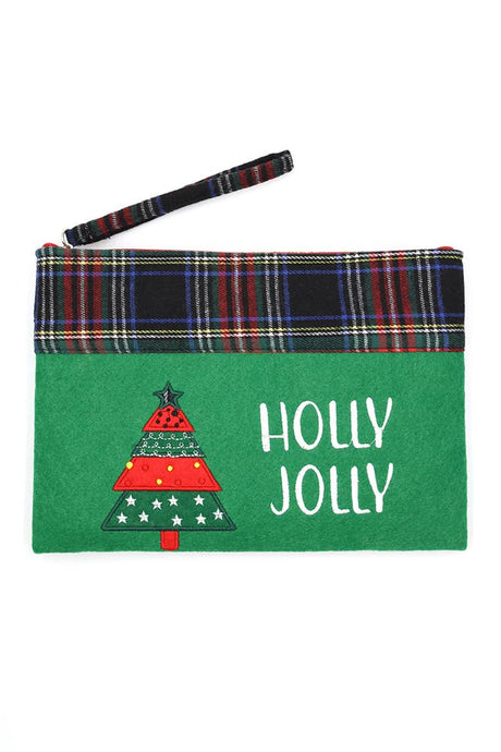 HOLLY JOLLY Christmas Tree Holiday Pouch