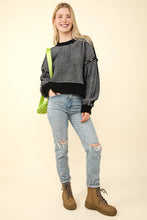 Black Two Tone Striped Casual Stripe Sweater Top