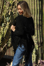 Black Faux Suede Fringe Jacket