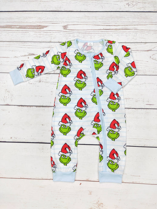 Boy Grinch Bamboo Zip Sleeper