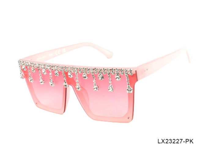 Pink Shield with Rhinestones Woman Sunglasses