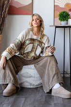 Washed Plaid Mix Flower Patch Long Sleeve Oli & Hali Tee: Creme