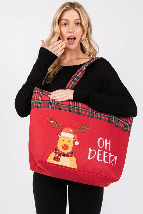 OH DEER Reindeer Christmas Tote Bag