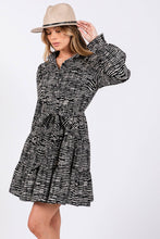 Black Printed Long Sleeve Mini Sage + Fig Dress: Black