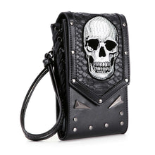 Skull Design Cell Phone Holder Crossbody: Black