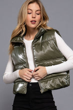 High Neck Zip Up Vest: Olive