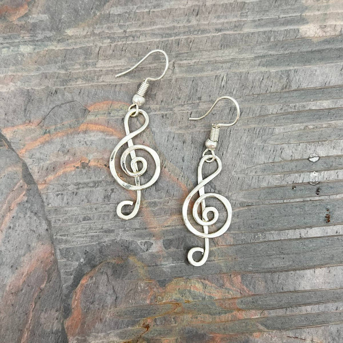 Silver Plated Earrings - Smaller Size Treble Clef