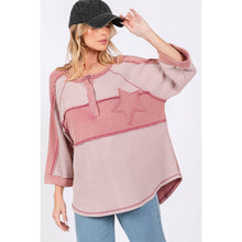 Waffle Knit Star Applique Patch Sage + FIg Top: Mauve