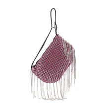 Beaded Fringe Rhinestone Shoulder Bag: Silver