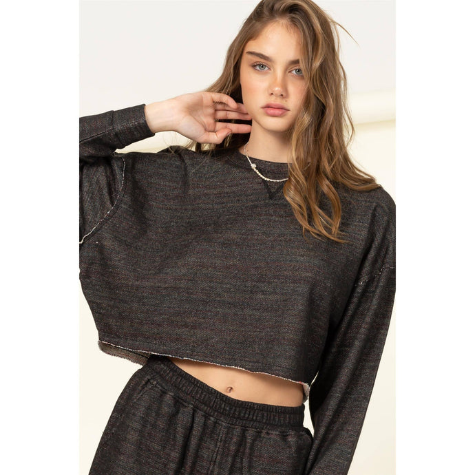 Drop Shoulder HYFVE Crop Top: Black