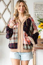 Plaid Patchwork Zip Up Oli&Hali Jacket: Beige Combo