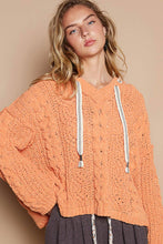 Oversize fit v-neck hooded cable knit chenille POL sweater: Real Carrot