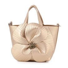 Silver Raised Flower Petite Hand Tote