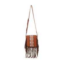 Western Tooled Design Shoulder Bag: Brown