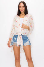 Ivory Combo Floral Side Slit Cardigan