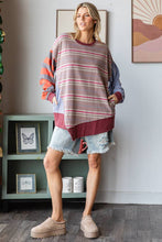 Washed Oversized Strip Oli&Hali Top: Mauve