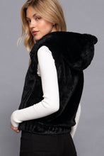 Hoodie Faux Fur Vest: Black