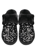 C.C Sequin Cuff Winter Slippers: White ML