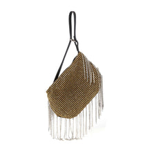 Beaded Fringe Rhinestone Shoulder Bag: Silver