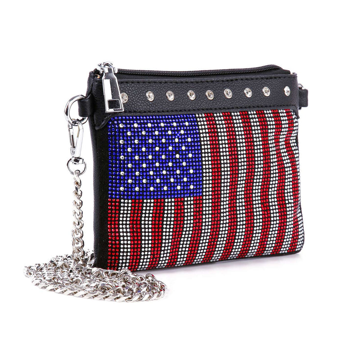 Rhinestone Flag Crossbody Sling: Multi