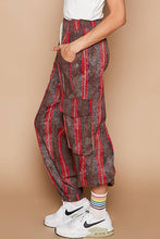 Vintage washed stripe jogger pants: Choco Red Multi