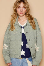 Balloon sleeve stud detail woven quilted jacket: Cream