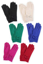 Stone Deco Ribbon Winter Gloves: Black