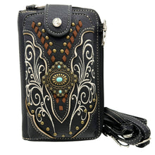 Western Crossbody Phone Wallet Purse: Brown