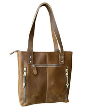 Vintage cowhide leather tote shoulder bag