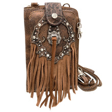 Western Fringe Women's Crossbody Phone Wallet: Black